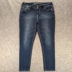 WallFlower Jeans Womens 18 Blue Mid Rise Skinny Slim Stretch Denim Medium Wash